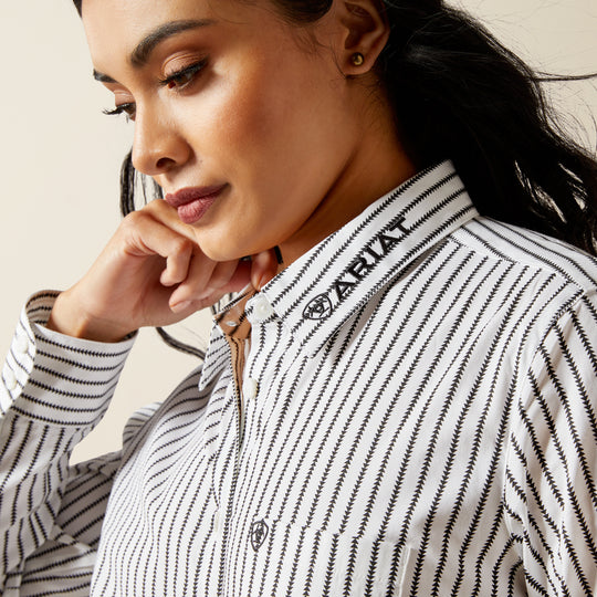 Ladies Ariat Kirby Stretch Black and White Triangle Stripe Shirt  - 10062658