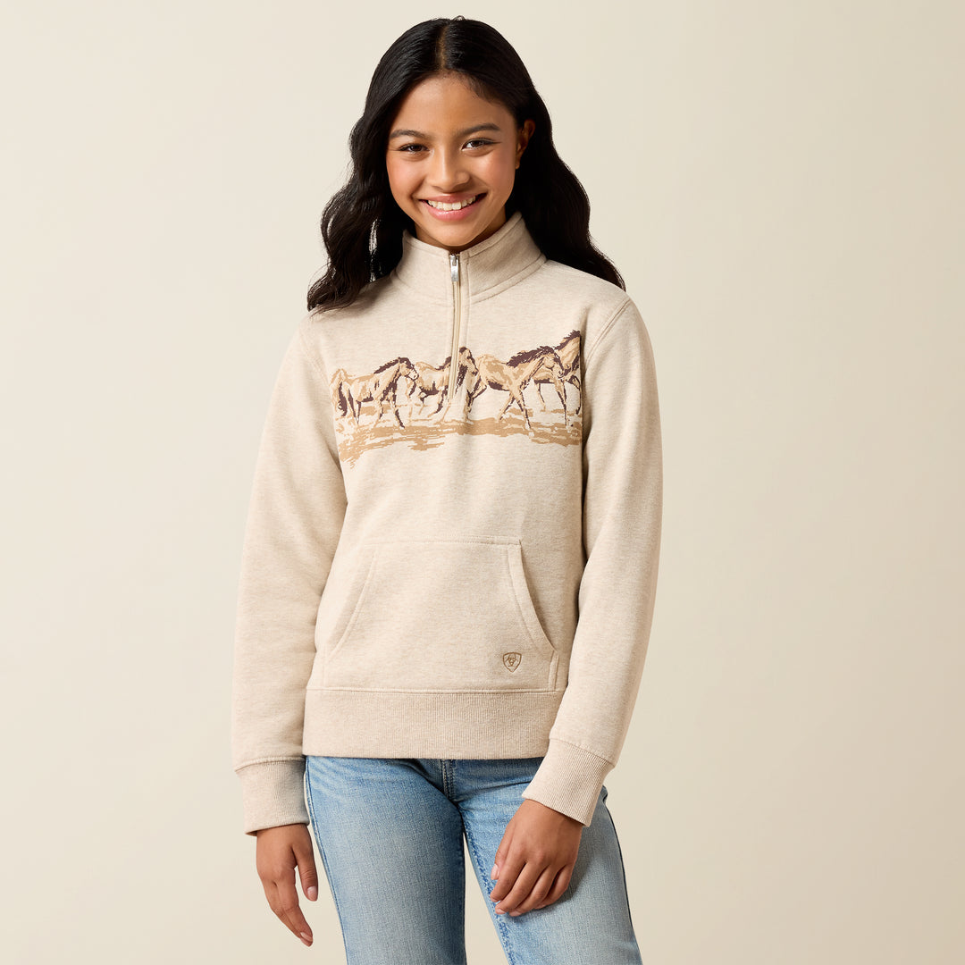 Girls Ariat Running Wild 1/4 Zip Sweatshirt - 10079247