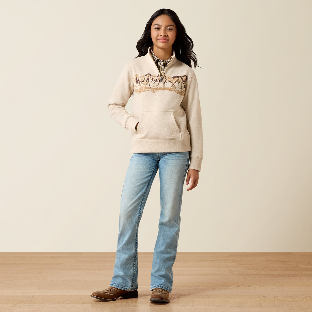 Girls Ariat Running Wild 1/4 Zip Sweatshirt - 10079247