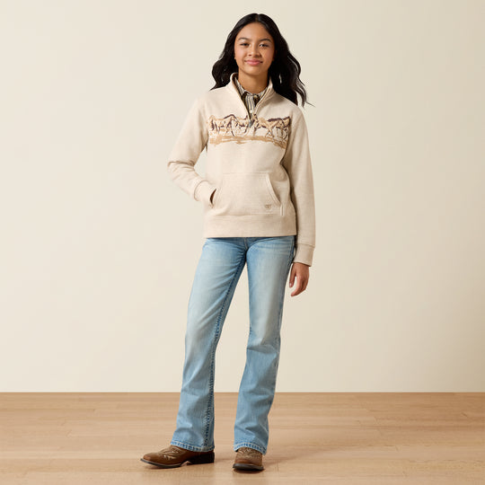 Girls Ariat Running Wild 1/4 Zip Sweatshirt - 10079247