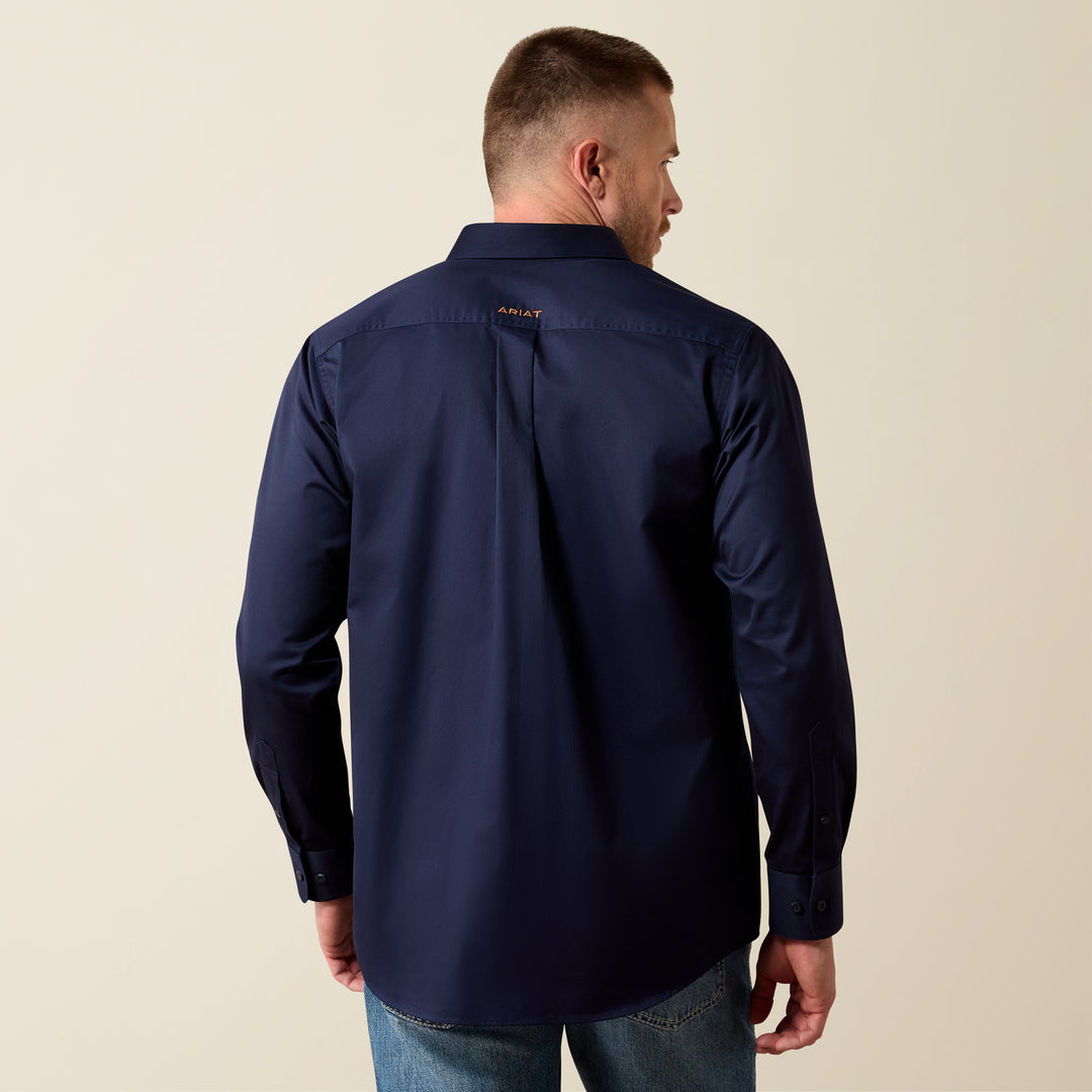 Men's Ariat Solid Twill Classic Fit Navy Shirt - 10079252