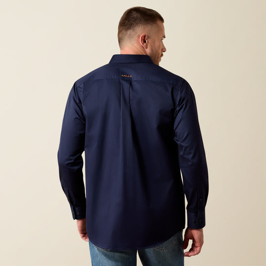 Men's Ariat Solid Twill Classic Fit Navy Shirt - 10079252