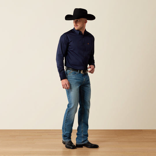 Men's Ariat Solid Twill Classic Fit Navy Shirt - 10079252