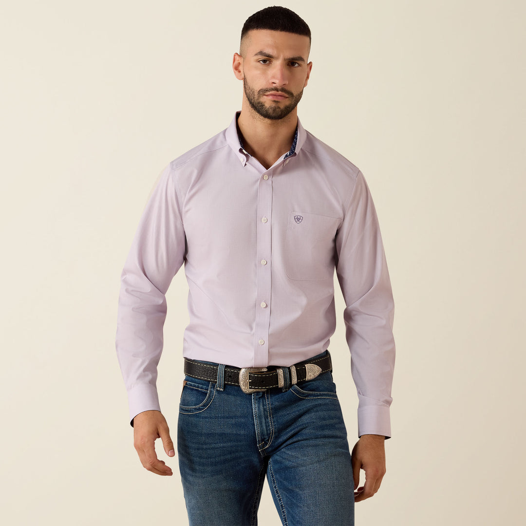 Men's Ariat Wrinkle Free Solid Pinpoint Oxford Classic Fit Shirt - 10079286