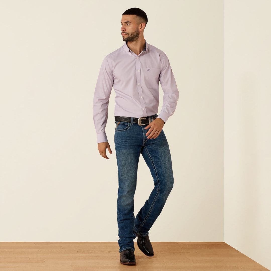 Men's Ariat Wrinkle Free Solid Pinpoint Oxford Classic Fit Shirt - 10079286