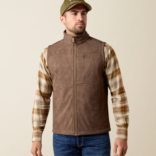 Men's Ariat Vernon Softshell Vest Wren Faux Leather Print - 10079403
