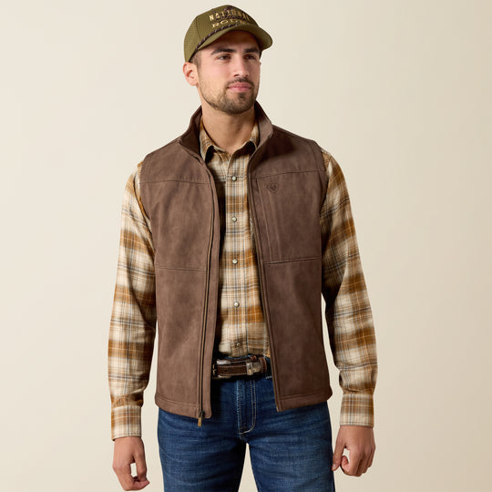 Men's Ariat Vernon Softshell Vest Wren Faux Leather Print - 10079403