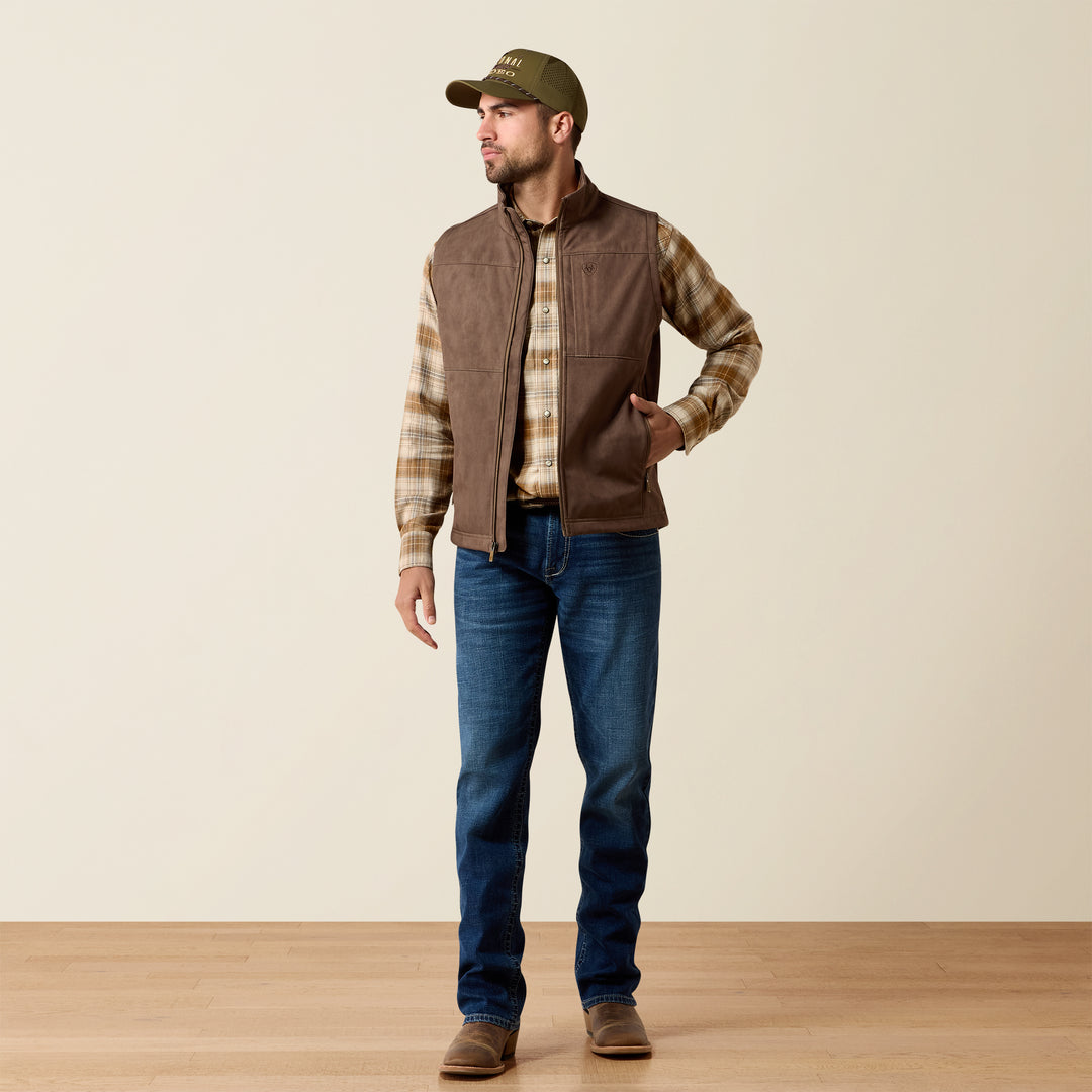 Men's Ariat Vernon Softshell Vest Wren Faux Leather Print - 10079403