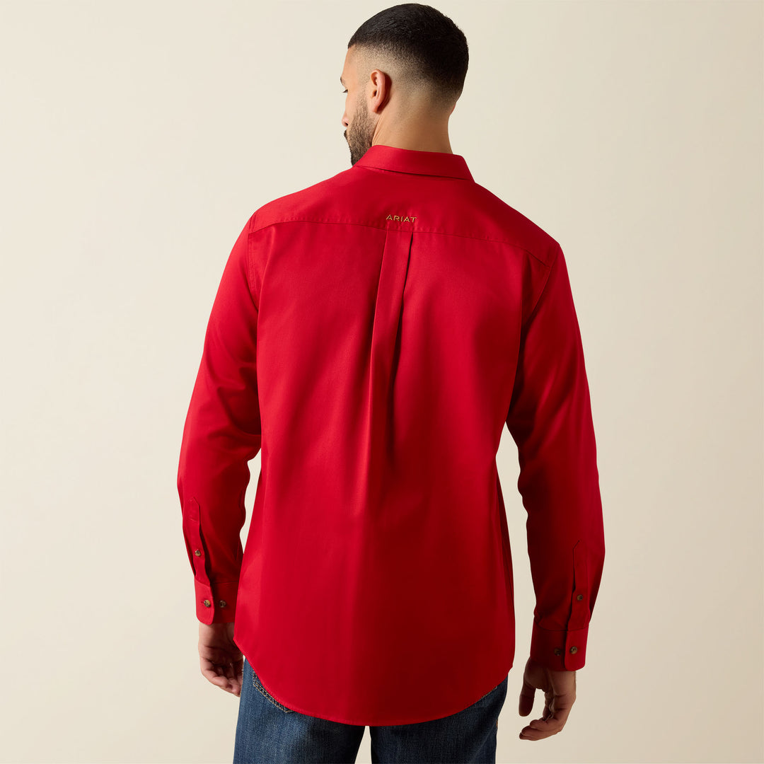Men's Ariat Solid Twill Classic Fit Red Shirt - 10079475