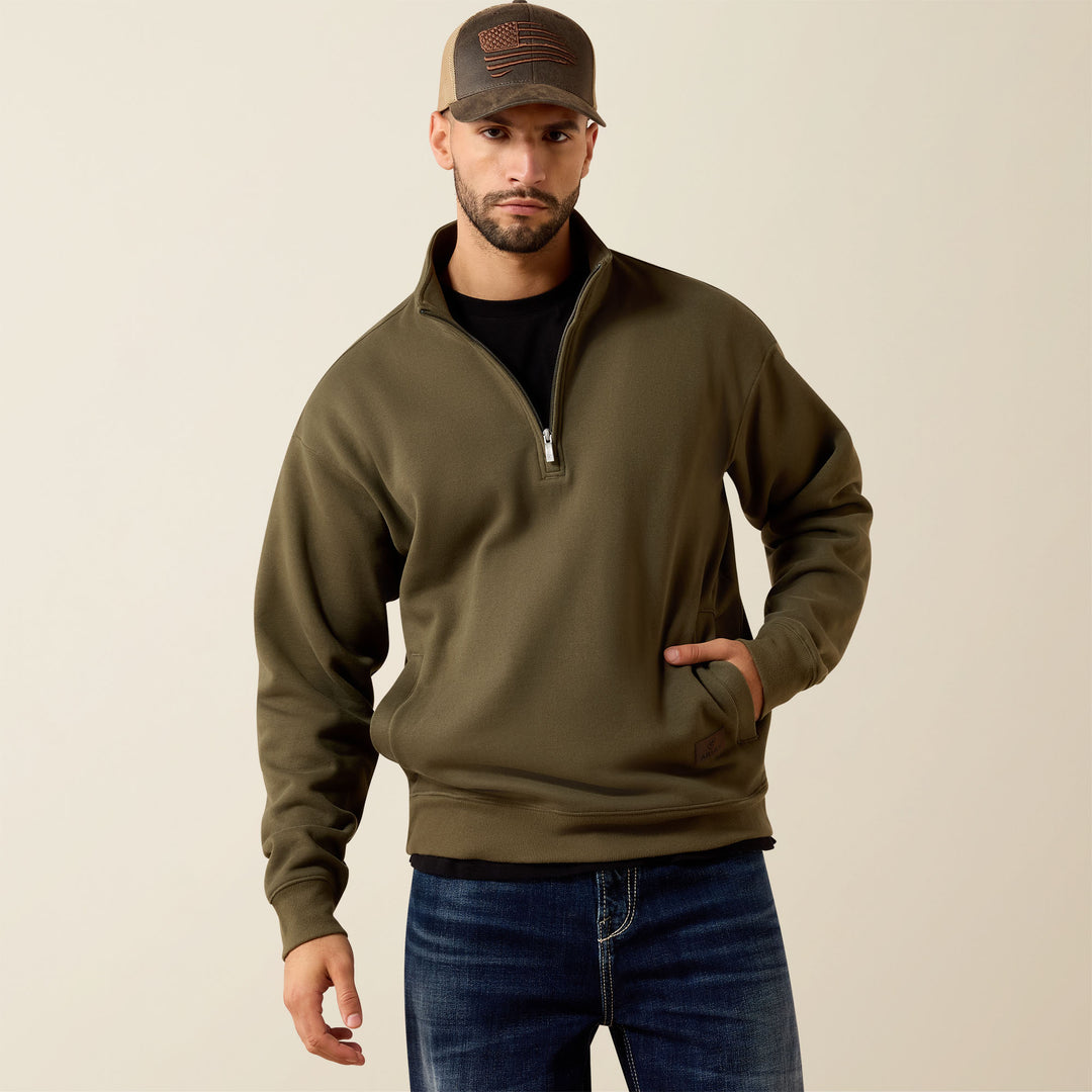 Men's Ariat Core 1/4 Zip Grape Leaf Sweatshirt - 10079612