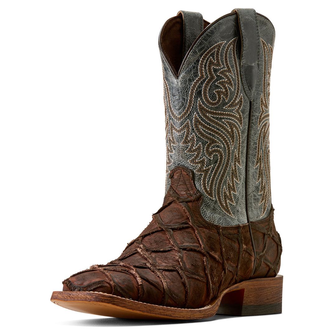 Men's Ariat Riverside Chocolate Bass Print Wide Square Toe Cowboy Boot- 10080345