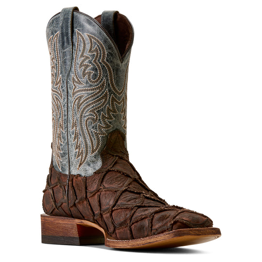 Men's Ariat Riverside Chocolate Bass Print Wide Square Toe Cowboy Boot- 10080345