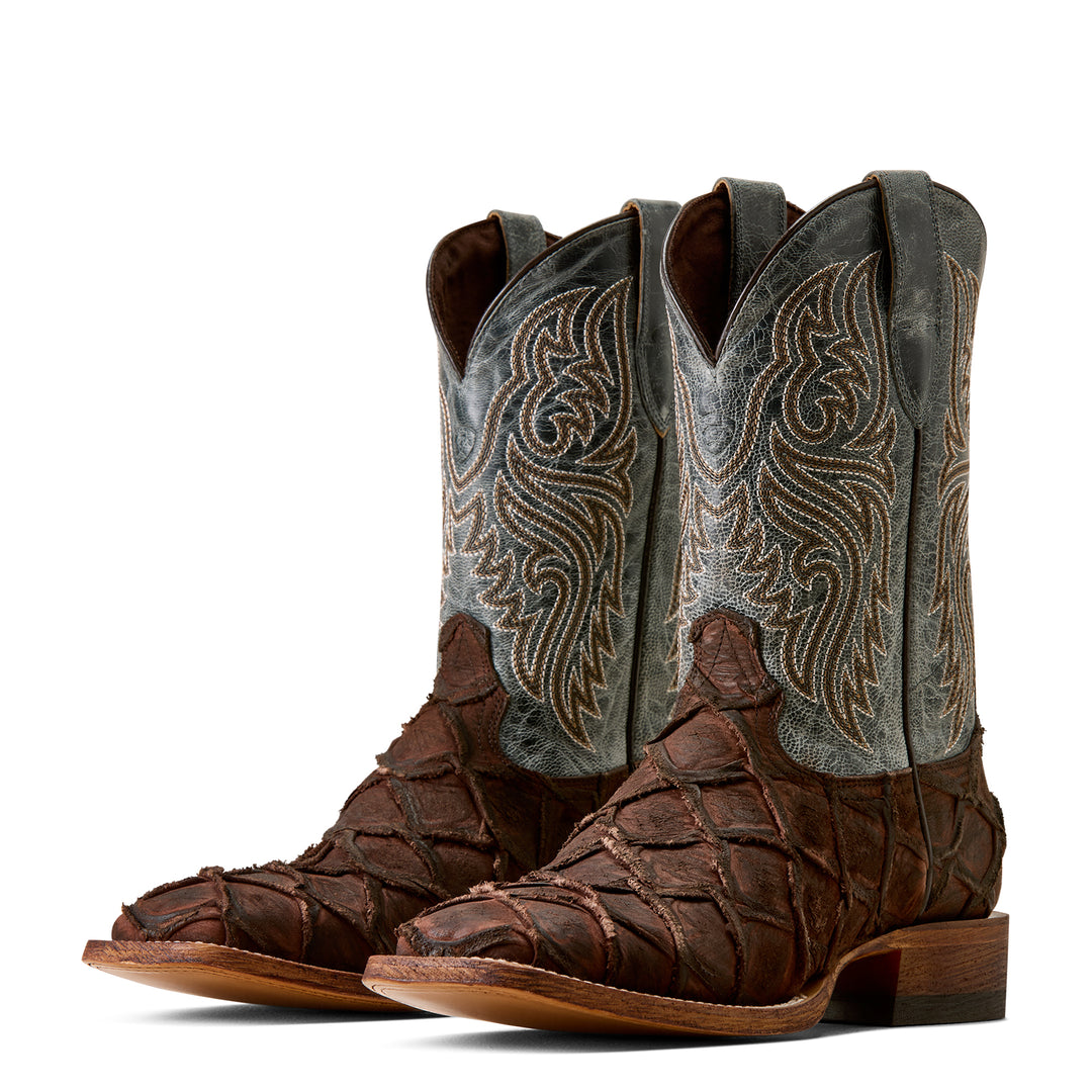 Men's Ariat Riverside Chocolate Bass Print Wide Square Toe Cowboy Boot- 10080345