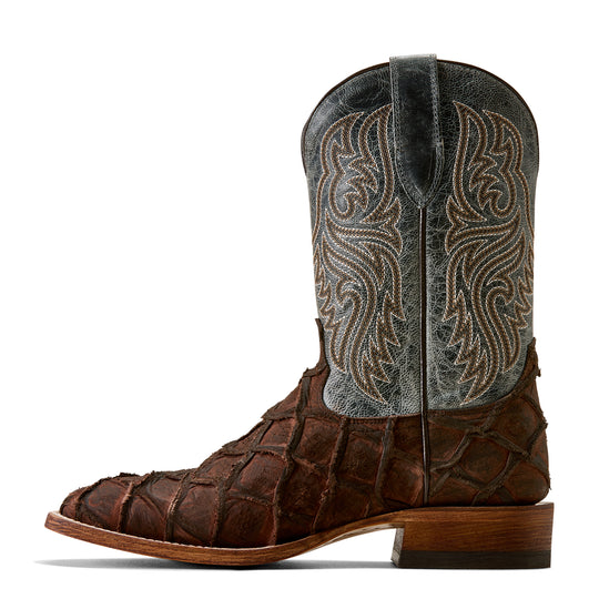 Men's Ariat Riverside Chocolate Bass Print Wide Square Toe Cowboy Boot- 10080345