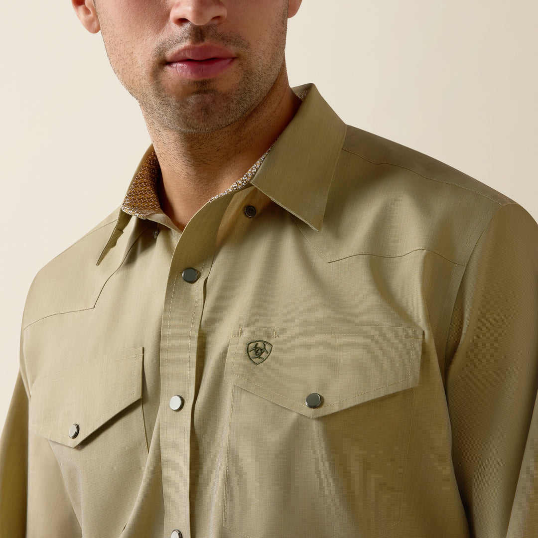 Men's Ariat Wrinkle Free Pinpoint Oxford Classic Fit Shirt - Grape Leaf - 10080615