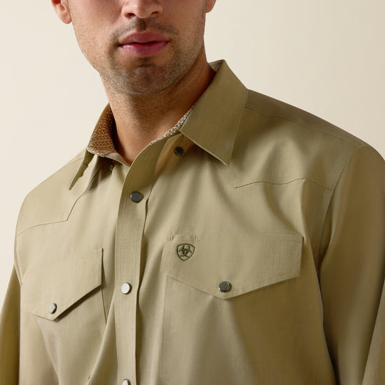 Men's Ariat Wrinkle Free Pinpoint Oxford Classic Fit Shirt - Grape Leaf - 10080615