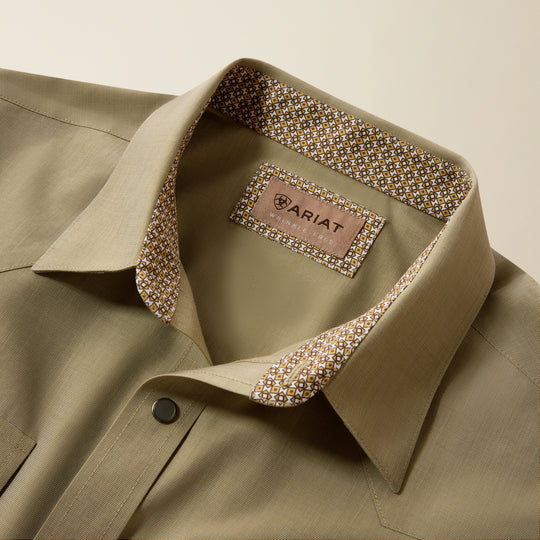 Men's Ariat Wrinkle Free Pinpoint Oxford Classic Fit Shirt - Grape Leaf - 10080615