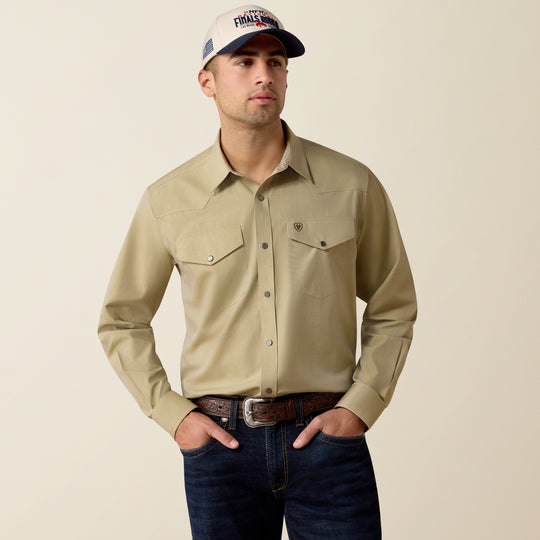 Men's Ariat Wrinkle Free Pinpoint Oxford Classic Fit Shirt - Grape Leaf - 10080615
