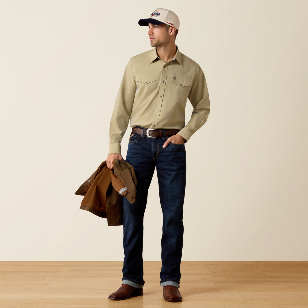 Men's Ariat Wrinkle Free Pinpoint Oxford Classic Fit Shirt - Grape Leaf - 10080615