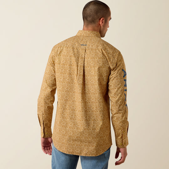 Men's Ariat Team Ean Fitted Shirt - Curry Floral Print - 10080717