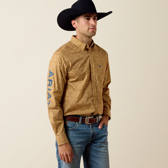 Men's Ariat Team Ean Fitted Shirt - Curry Floral Print - 10080717