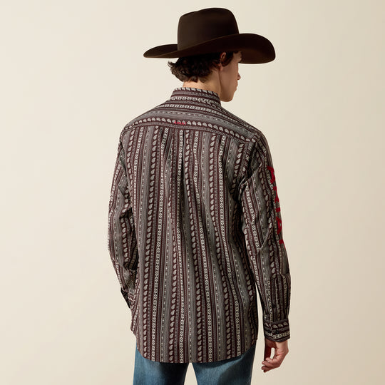 Men's Ariat Team Ean Fitted Shirt - Chocolate Plum - 10080727