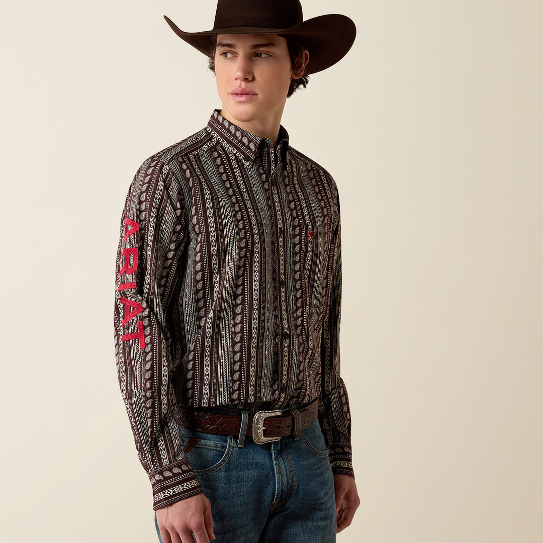 Men's Ariat Team Ean Fitted Shirt - Chocolate Plum - 10080727