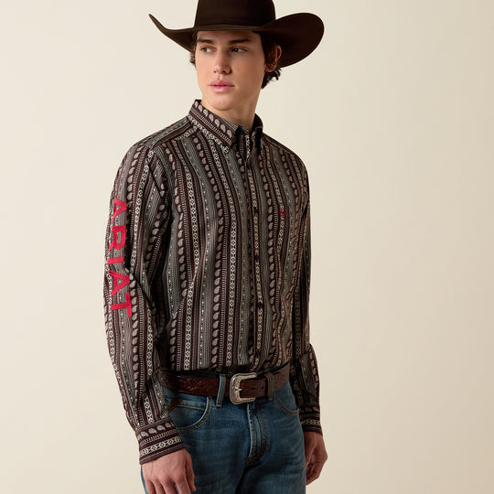 Men's Ariat Team Ean Fitted Shirt - Chocolate Plum - 10080727