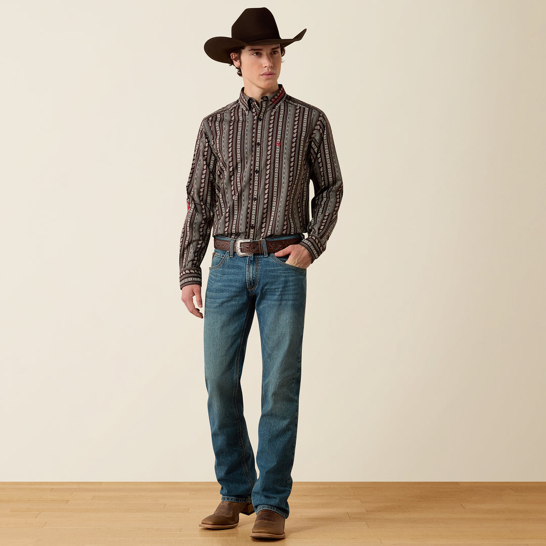 Men's Ariat Team Ean Fitted Shirt - Chocolate Plum - 10080727