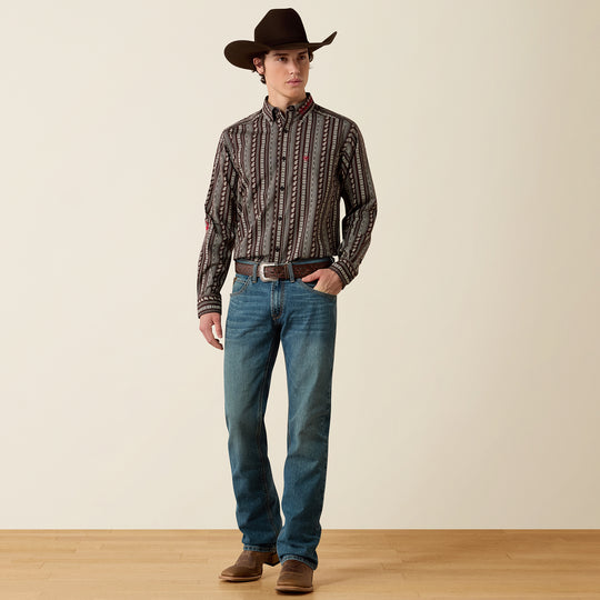 Men's Ariat Team Ean Fitted Shirt - Chocolate Plum - 10080727