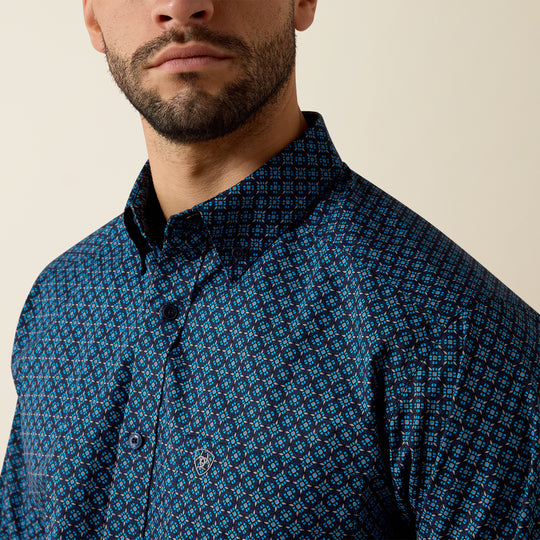 Men's Ariat Nagel Classic Fit Shirt - Brilliant Blue Geo Print - 10080736