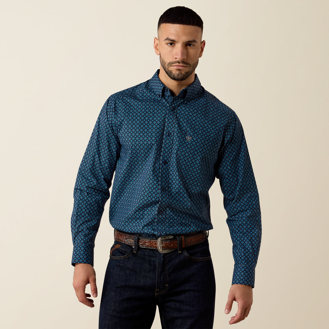 Men's Ariat Nagel Classic Fit Shirt - Brilliant Blue Geo Print - 10080736