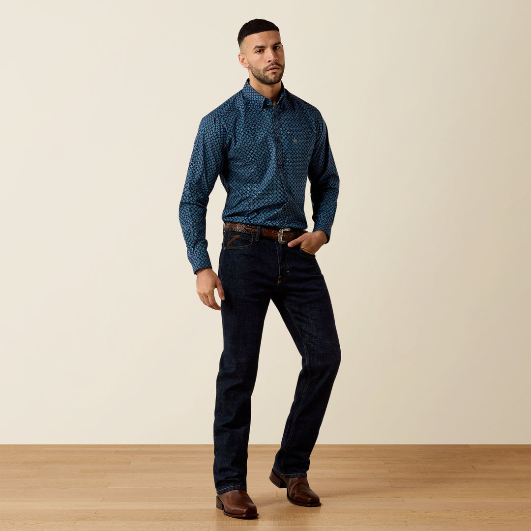 Men's Ariat Nagel Classic Fit Shirt - Brilliant Blue Geo Print - 10080736