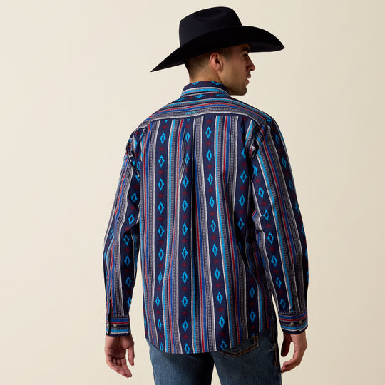 Men's Ariat Novak Classic Fit Shirt - Blue Multi Southwest Stripe - 10080743