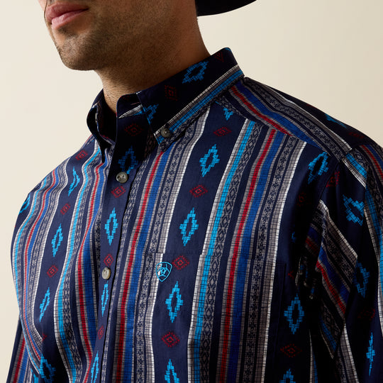 Men's Ariat Novak Classic Fit Shirt - Blue Multi Southwest Stripe - 10080743