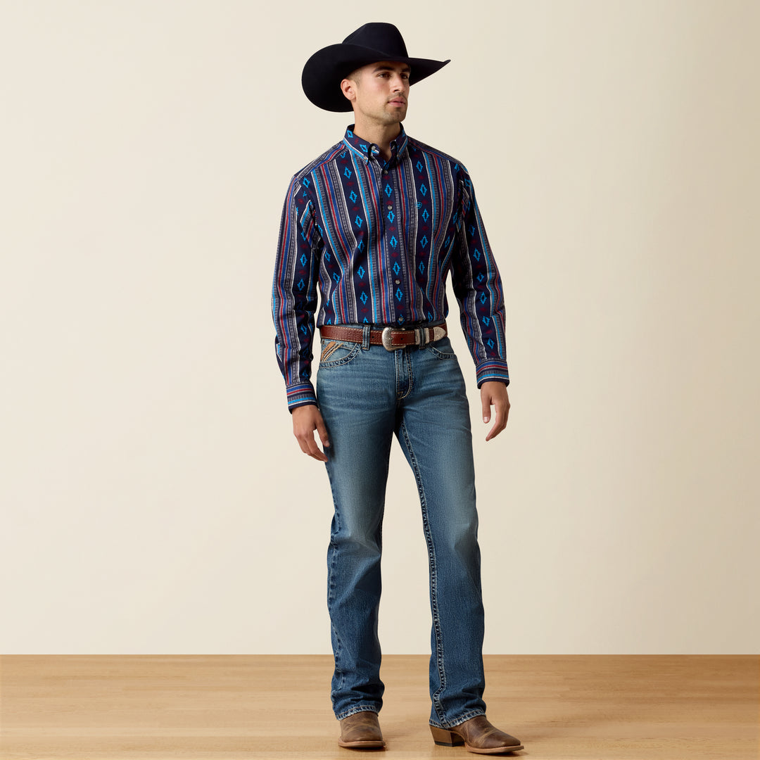 Men's Ariat Novak Classic Fit Shirt - Blue Multi Southwest Stripe - 10080743