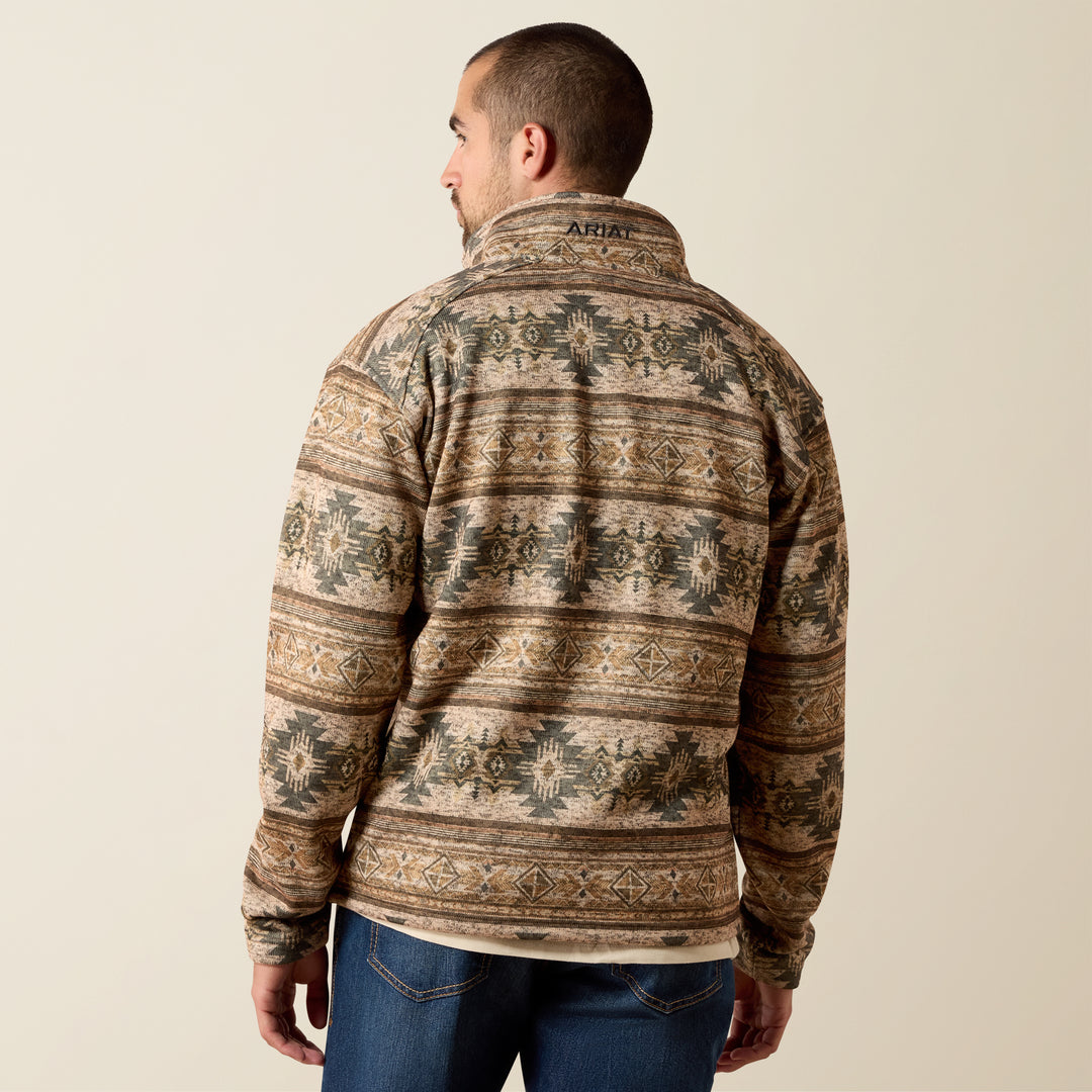 Men's Ariat Caldwell 1/4 Zip Savannah Tan Southwest Sweater - 10081926
