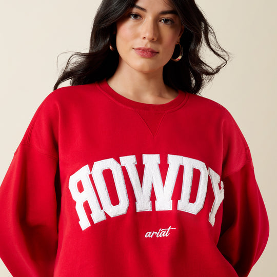 Ladies Ariat Collegiate Oversized Red Rowdy Sweatshirt - 10079905