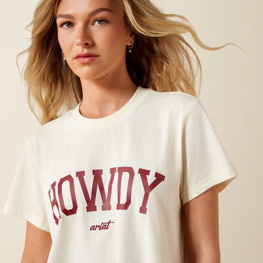 Ladies Ariat Sporty Short Sleeve Maroon Howdy T-Shirt - 10079910