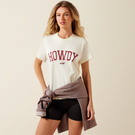 Ladies Ariat Sporty Short Sleeve Maroon Howdy T-Shirt - 10079910
