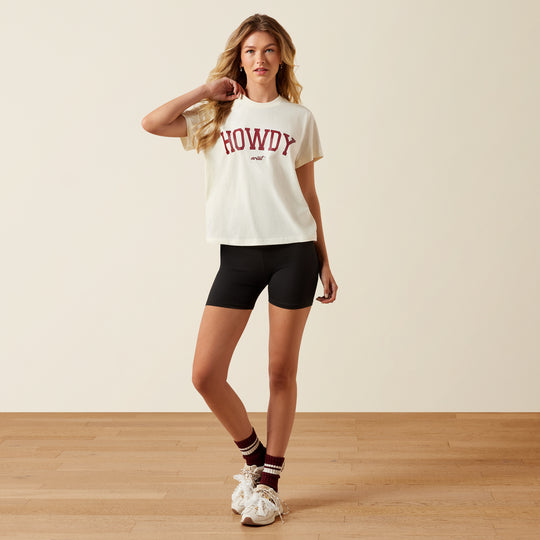 Ladies Ariat Sporty Short Sleeve Maroon Howdy T-Shirt - 10079910