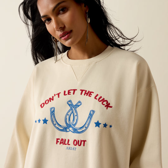 Ladies Ariat Oversize Sweatshirt - Parchment - 10080509