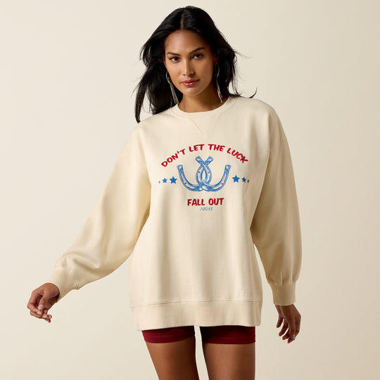 Ladies Ariat Oversize Sweatshirt - Parchment - 10080509