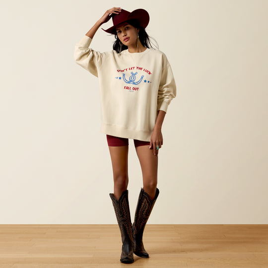 Ladies Ariat Oversize Sweatshirt - Parchment - 10080509