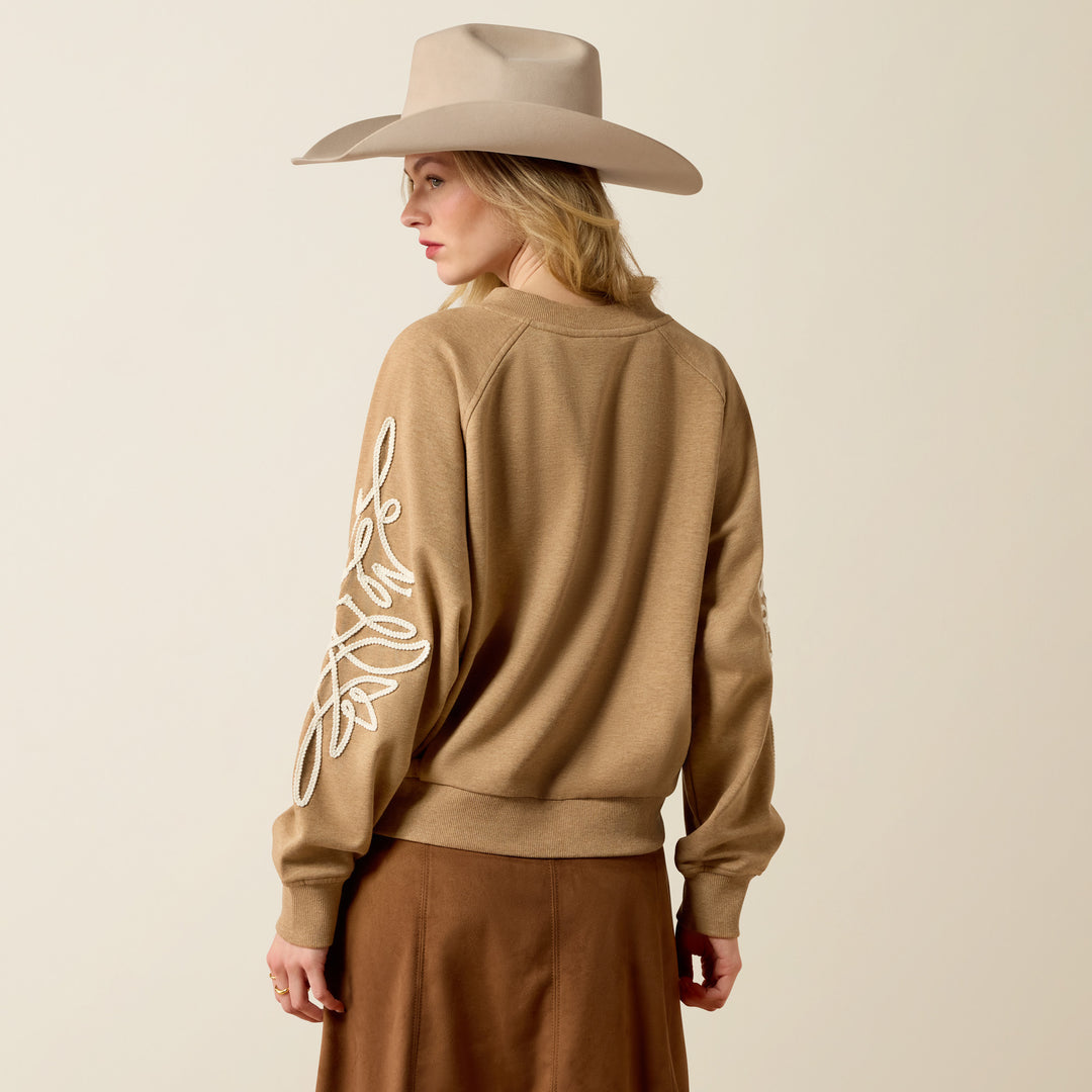 Ladies Ariat Juliette Sweatshirt- Khaki Heather - 10080602