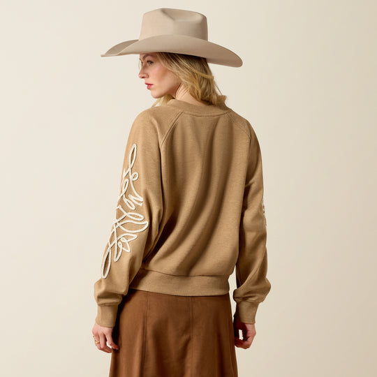 Ladies Ariat Juliette Sweatshirt- Khaki Heather - 10080602