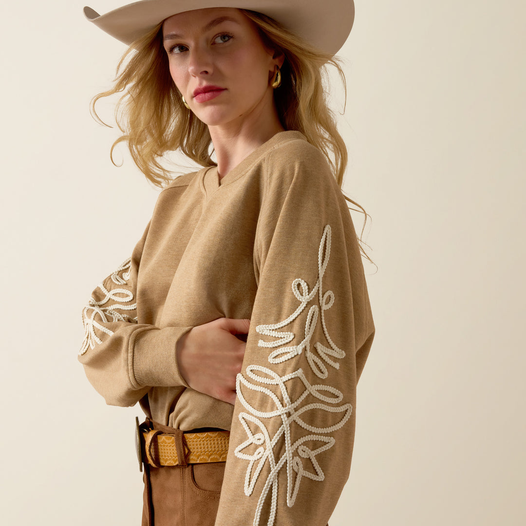 Ladies Ariat Juliette Sweatshirt- Khaki Heather - 10080602