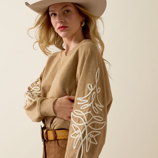 Ladies Ariat Juliette Sweatshirt- Khaki Heather - 10080602