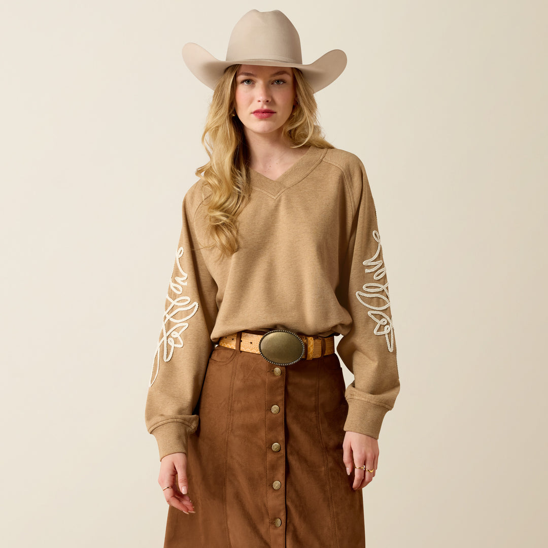 Ladies Ariat Juliette Sweatshirt- Khaki Heather - 10080602