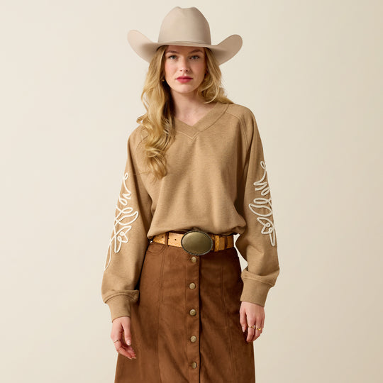 Ladies Ariat Juliette Sweatshirt- Khaki Heather - 10080602